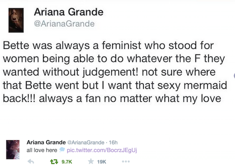 Ariana Grande Midler Tweet